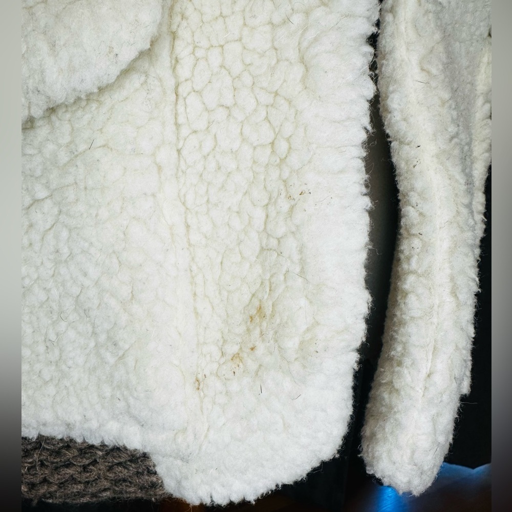 Anna Studio Wool Sherpa Knit Coat Cardigan Jacket – Brown Cream Boho Chic Medium - Picture 10 of 15